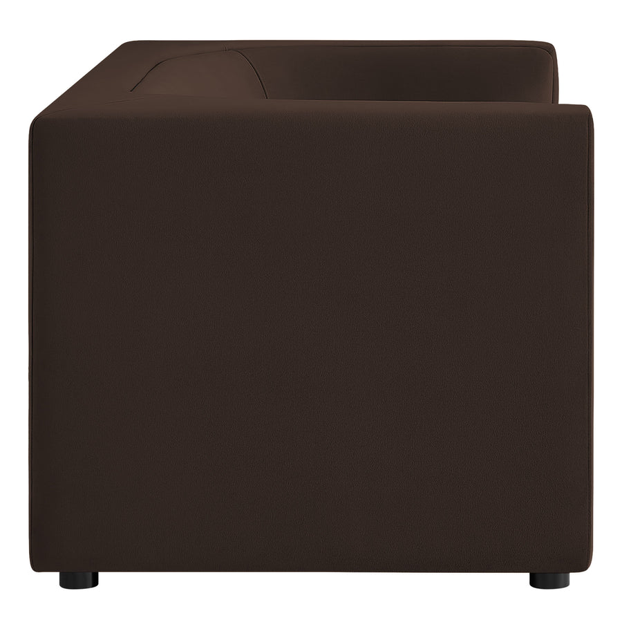 Drift 67" Curved Back Performance Velvet Loveseat in Chocolate Brown