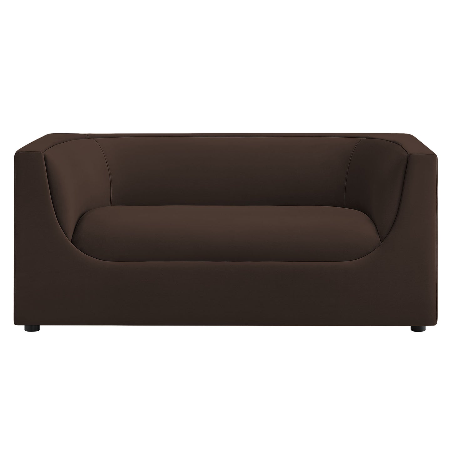 Drift 67" Curved Back Performance Velvet Loveseat in Chocolate Brown