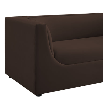 Hilda 67" Curved Back Performance Velvet Loveseat in Chocolate Brown