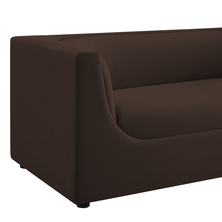 Drift 67" Curved Back Performance Velvet Loveseat in Chocolate Brown