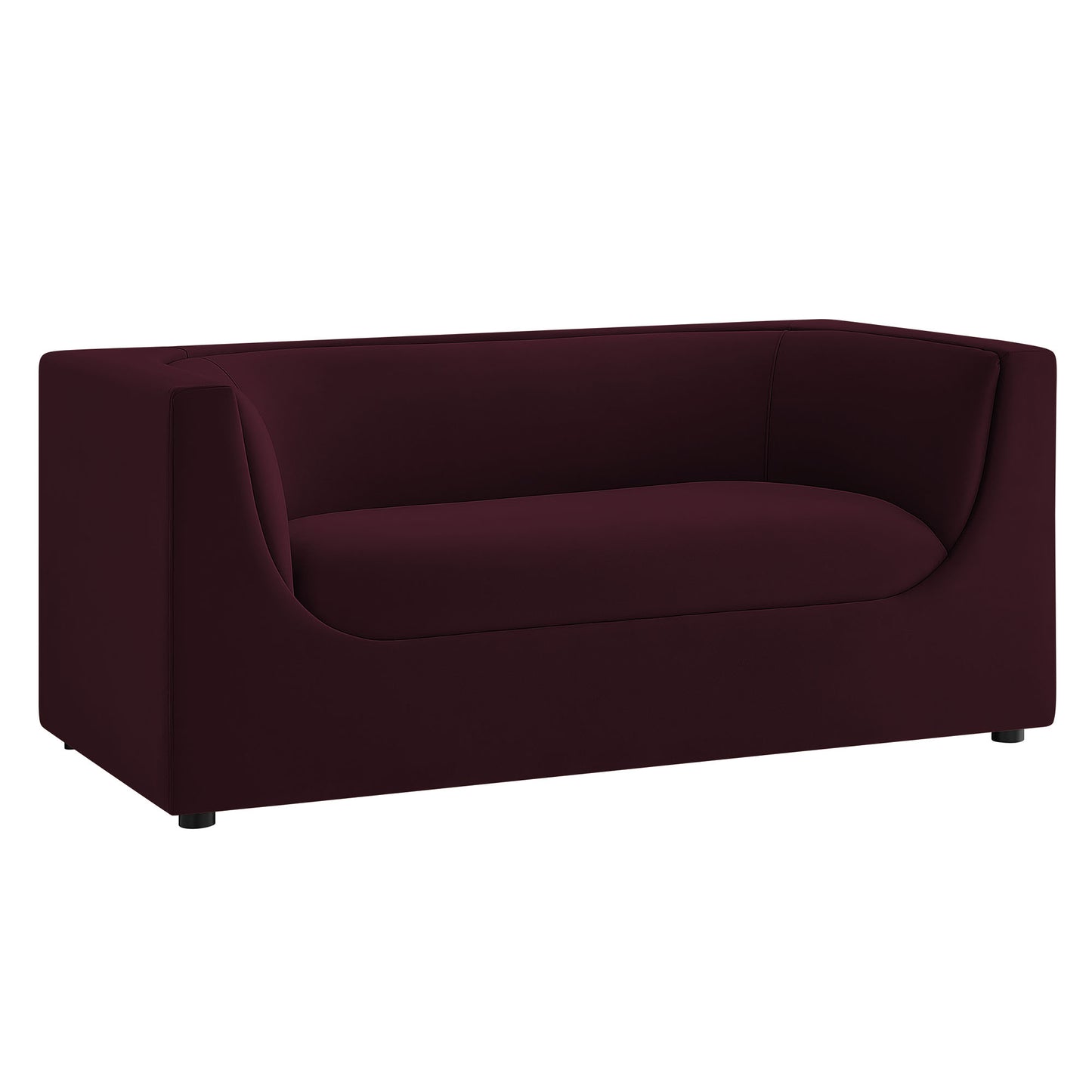 Drift 67" Curved Back Performance Velvet Loveseat in Mulberry