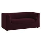 Drift 67" Curved Back Performance Velvet Loveseat in Mulberry
