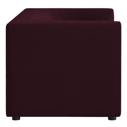 Hilda 67" Curved Back Performance Velvet Loveseat in Mulberry