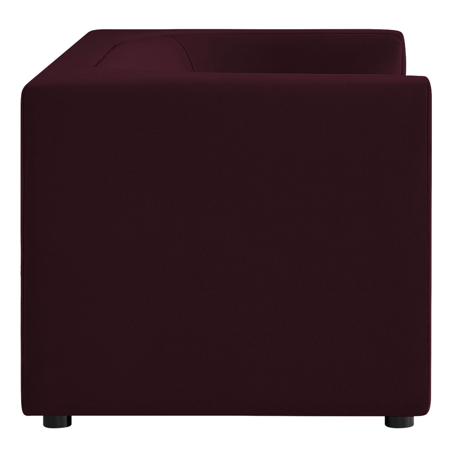 Drift 67" Curved Back Performance Velvet Loveseat in Mulberry