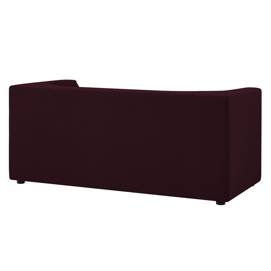 Drift 67" Curved Back Performance Velvet Loveseat in Mulberry