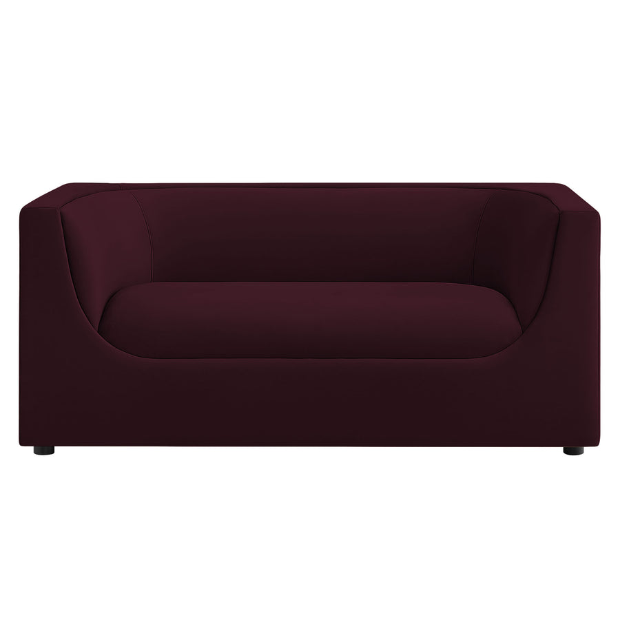 Drift 67" Curved Back Performance Velvet Loveseat in Mulberry