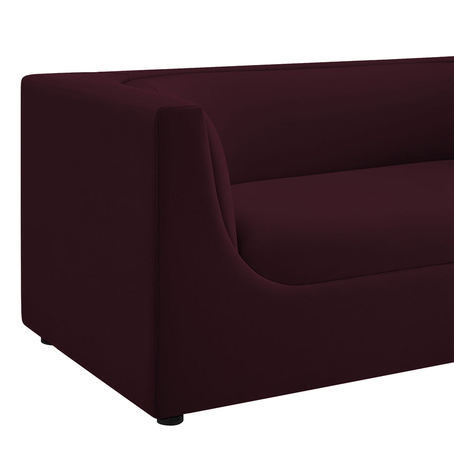 Drift 67" Curved Back Performance Velvet Loveseat in Mulberry