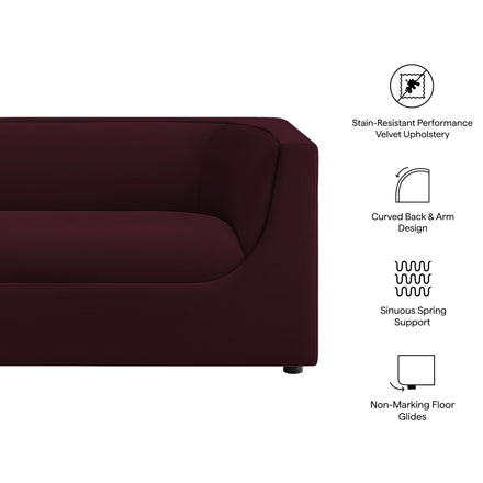 Hilda 67" Curved Back Performance Velvet Loveseat in Mulberry
