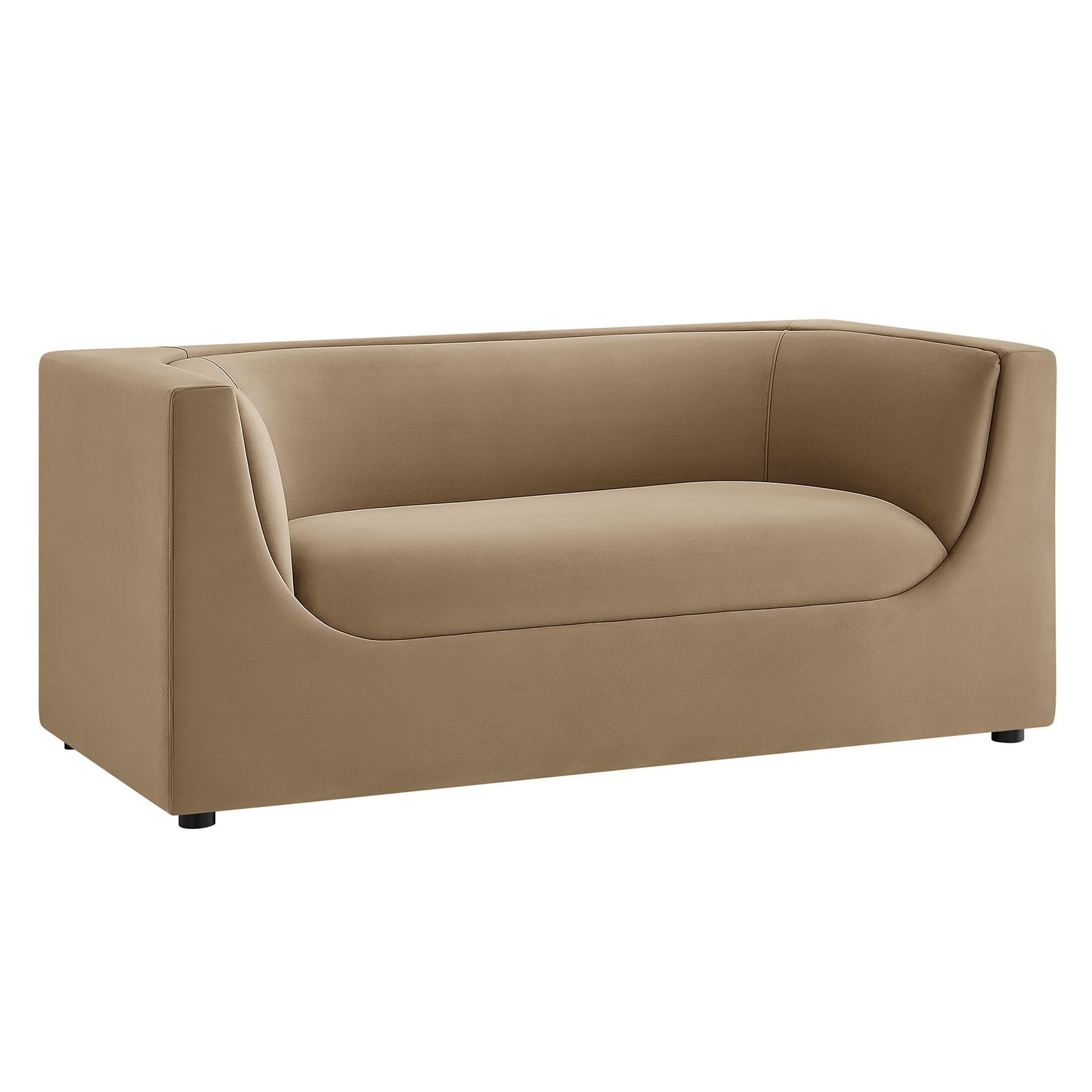 Drift 67" Curved Back Performance Velvet Loveseat in Taupe