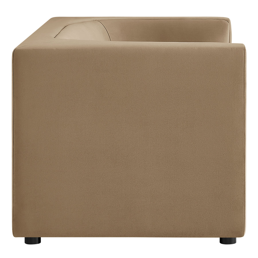 Drift 67" Curved Back Performance Velvet Loveseat in Taupe