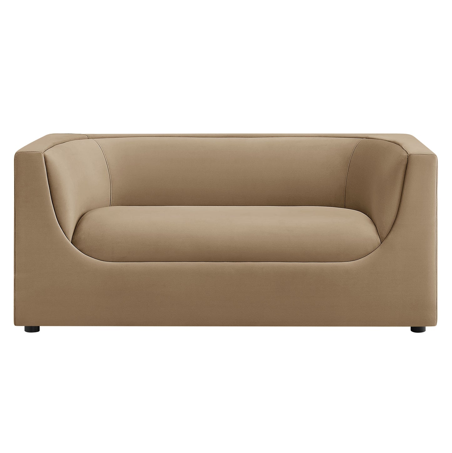Drift 67" Curved Back Performance Velvet Loveseat in Taupe