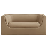 Drift 67" Curved Back Performance Velvet Loveseat in Taupe