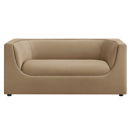 Hilda 67" Curved Back Performance Velvet Loveseat in Taupe