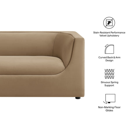 Hilda 67" Curved Back Performance Velvet Loveseat in Taupe