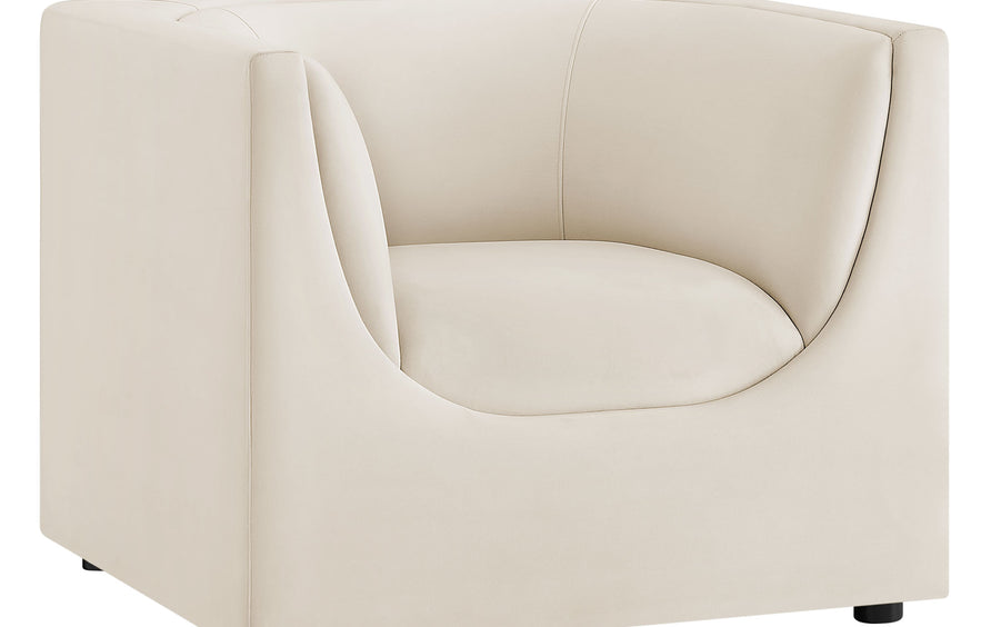 Drift Curved Back Performance Velvet Armchair in Alabaster