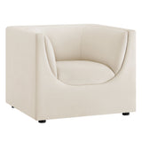 Drift Curved Back Performance Velvet Armchair in Alabaster