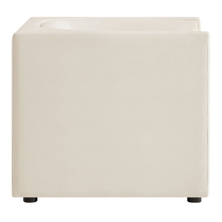 Hilda Curved Back Performance Velvet Armchair in Alabaster