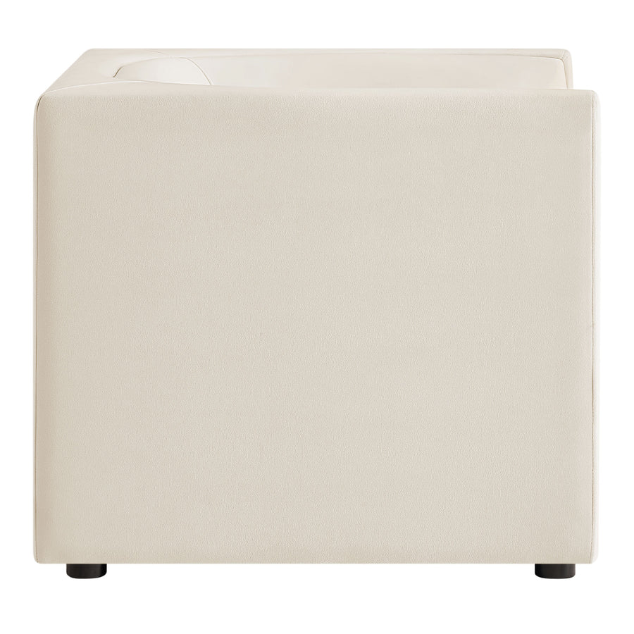 Drift Curved Back Performance Velvet Armchair in Alabaster