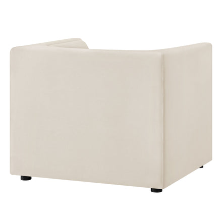 Hilda Curved Back Performance Velvet Armchair in Alabaster