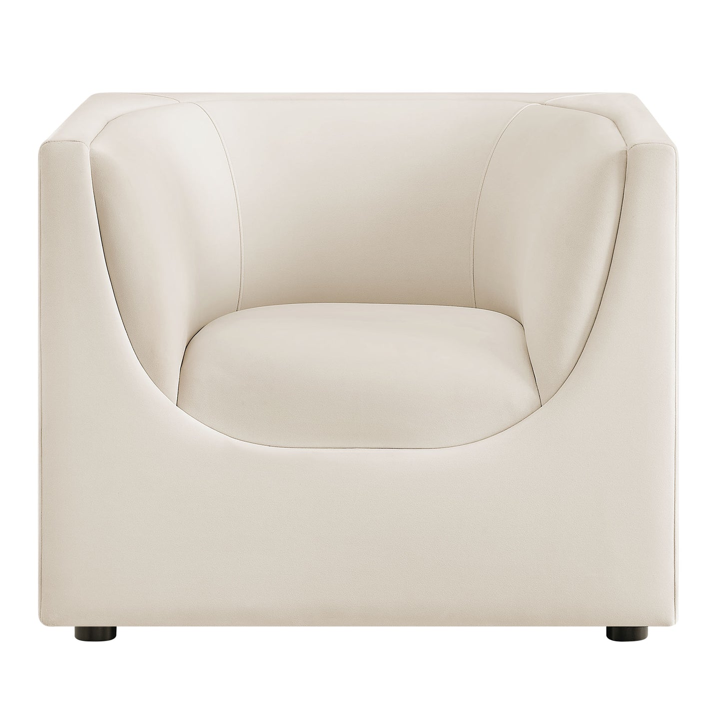 Drift Curved Back Performance Velvet Armchair in Alabaster