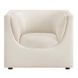 Drift Curved Back Performance Velvet Armchair in Alabaster