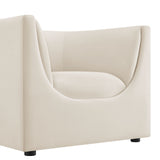 Drift Curved Back Performance Velvet Armchair in Alabaster