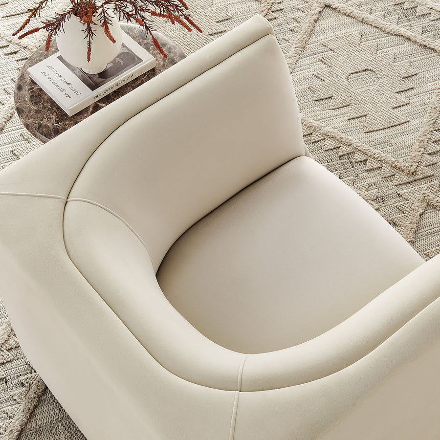 Drift Curved Back Performance Velvet Armchair in Alabaster