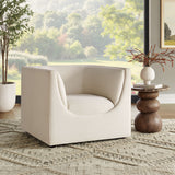 Drift Curved Back Performance Velvet Armchair in Alabaster