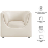 Drift Curved Back Performance Velvet Armchair in Alabaster