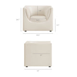 Drift Curved Back Performance Velvet Armchair in Alabaster