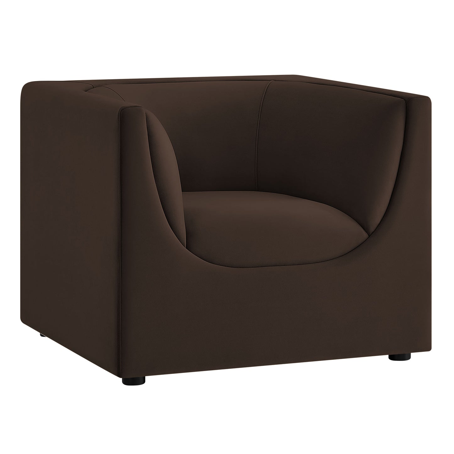 Drift Curved Back Performance Velvet Armchair in Chocolate Brown