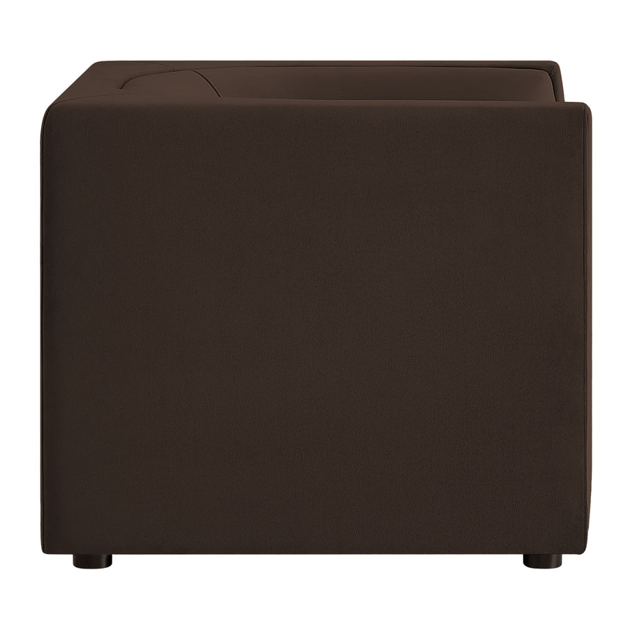 Drift Curved Back Performance Velvet Armchair in Chocolate Brown