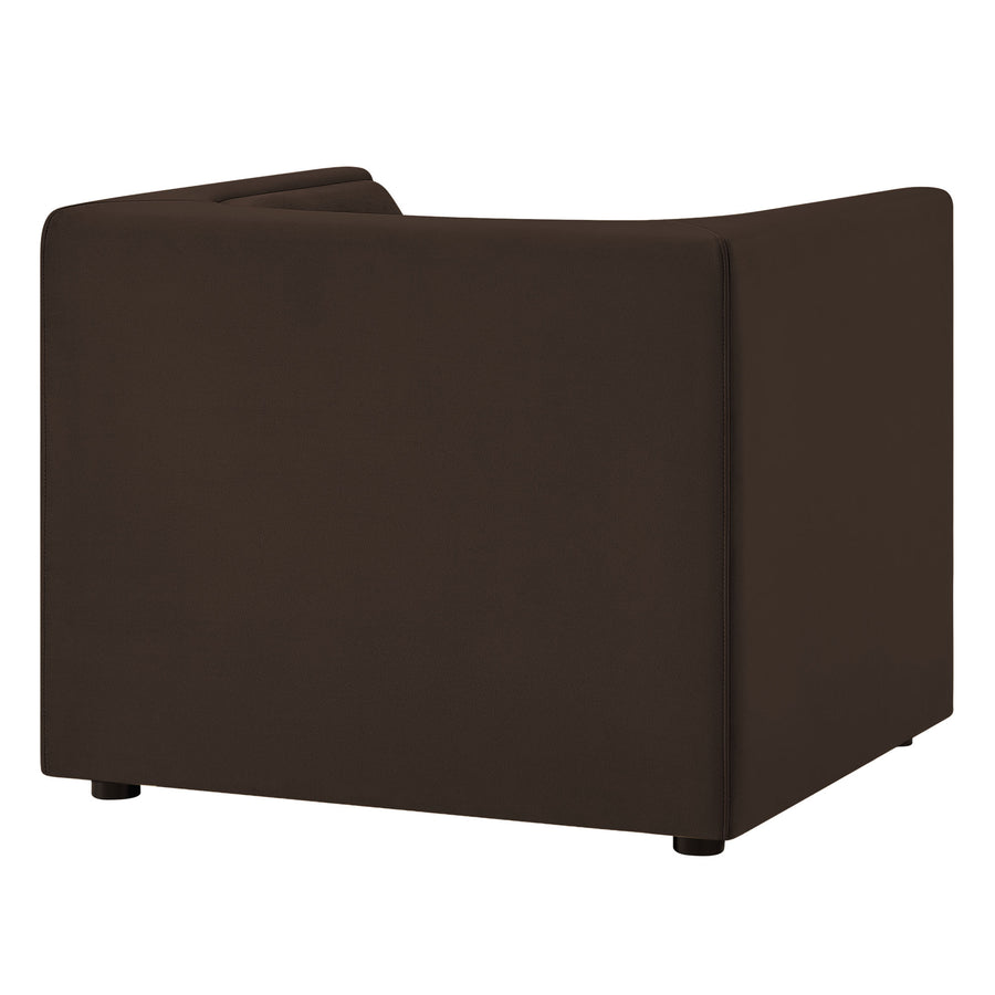 Drift Curved Back Performance Velvet Armchair in Chocolate Brown