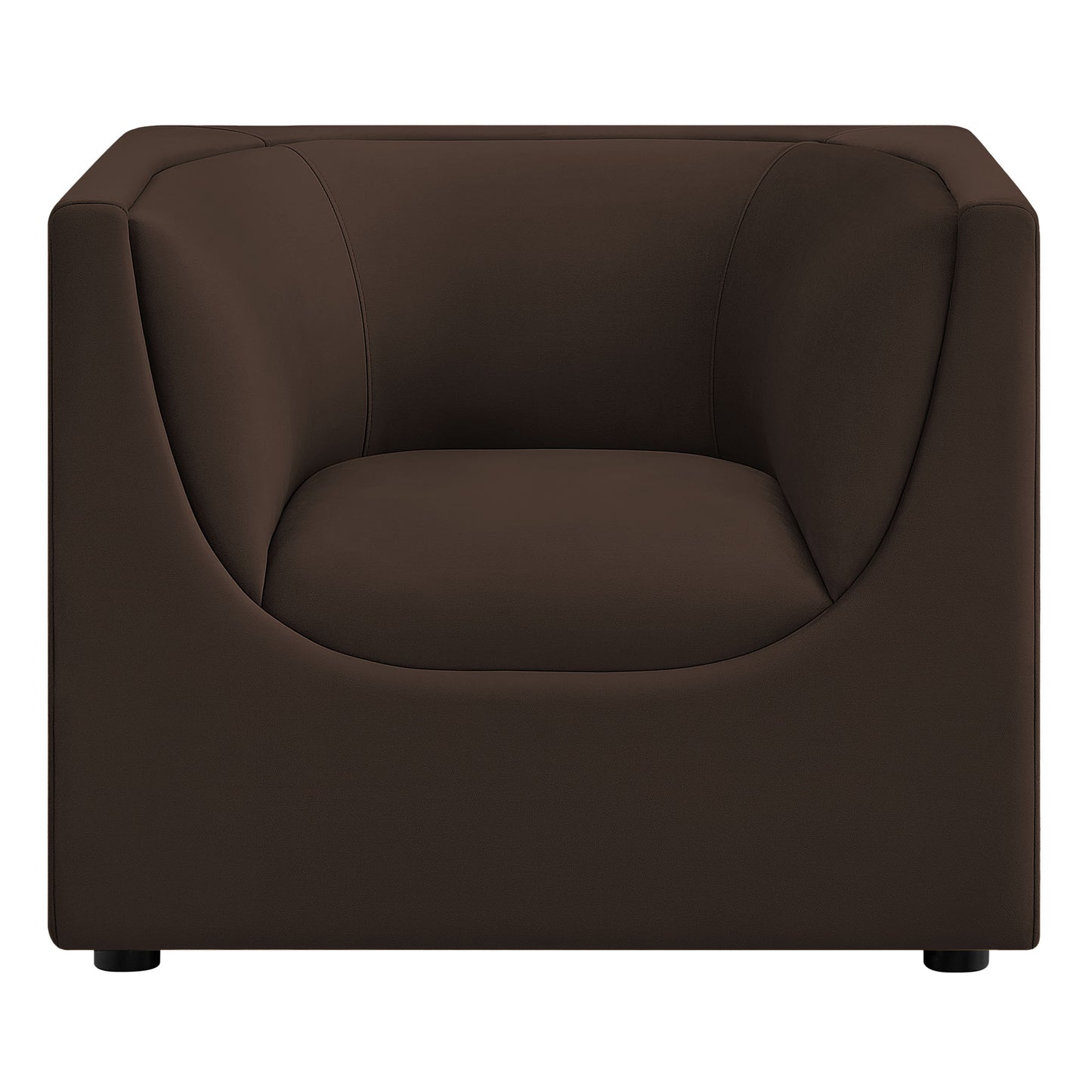 Drift Curved Back Performance Velvet Armchair in Chocolate Brown