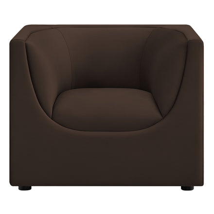 Hilda Curved Back Performance Velvet Armchair in Chocolate Brown