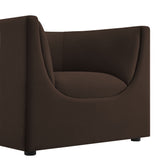 Drift Curved Back Performance Velvet Armchair in Chocolate Brown