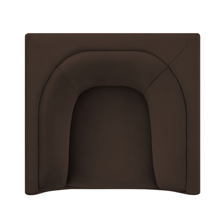 Hilda Curved Back Performance Velvet Armchair in Chocolate Brown