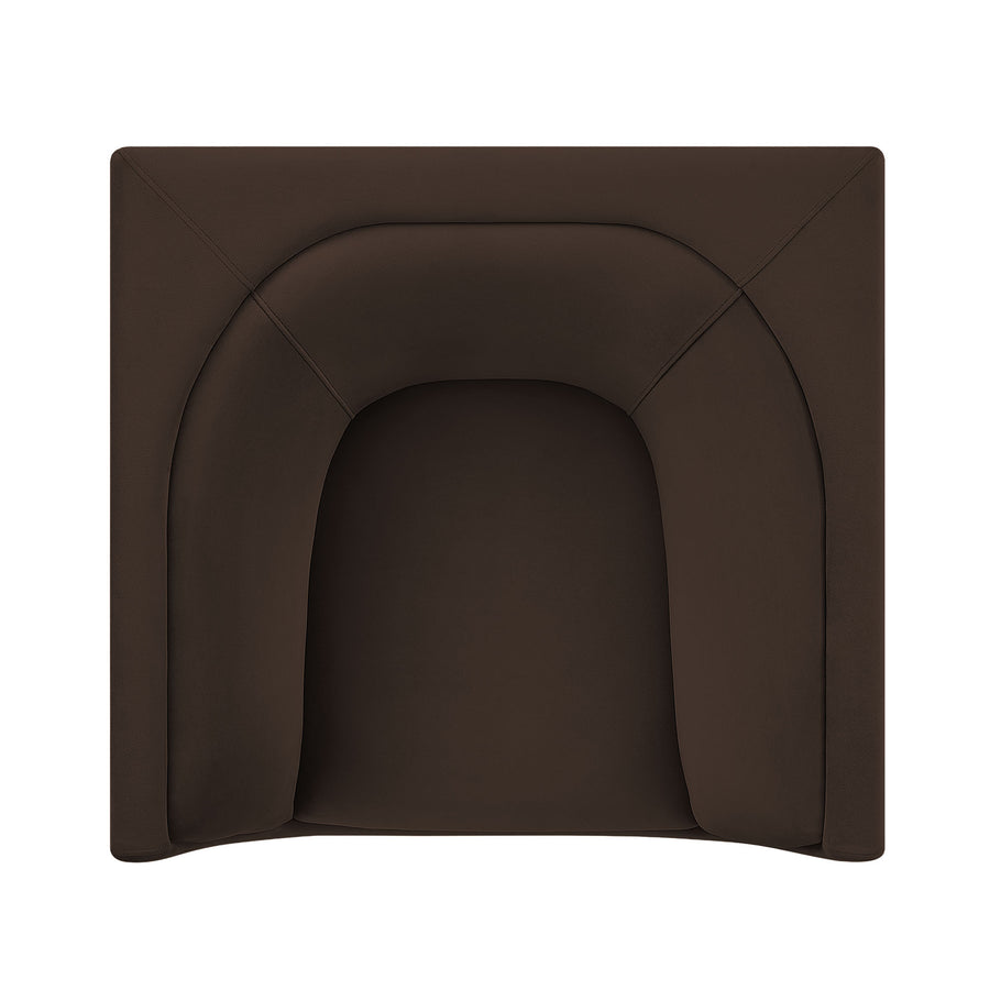 Drift Curved Back Performance Velvet Armchair in Chocolate Brown