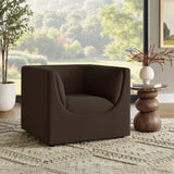 Drift Curved Back Performance Velvet Armchair in Chocolate Brown