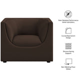 Drift Curved Back Performance Velvet Armchair in Chocolate Brown