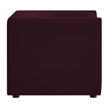 Hilda Curved Back Performance Velvet Armchair in Mulberry