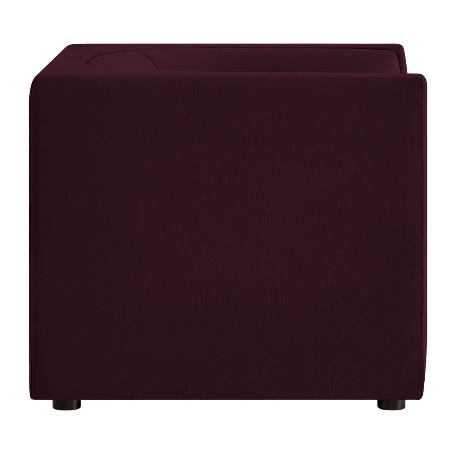 Drift Curved Back Performance Velvet Armchair in Mulberry