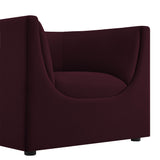 Drift Curved Back Performance Velvet Armchair in Mulberry