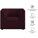 Drift Curved Back Performance Velvet Armchair in Mulberry