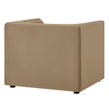Drift Curved Back Performance Velvet Armchair in Taupe