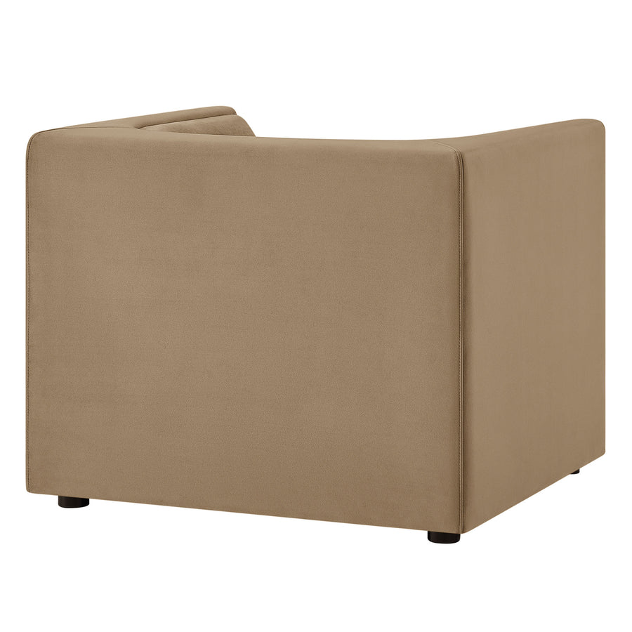 Drift Curved Back Performance Velvet Armchair in Taupe