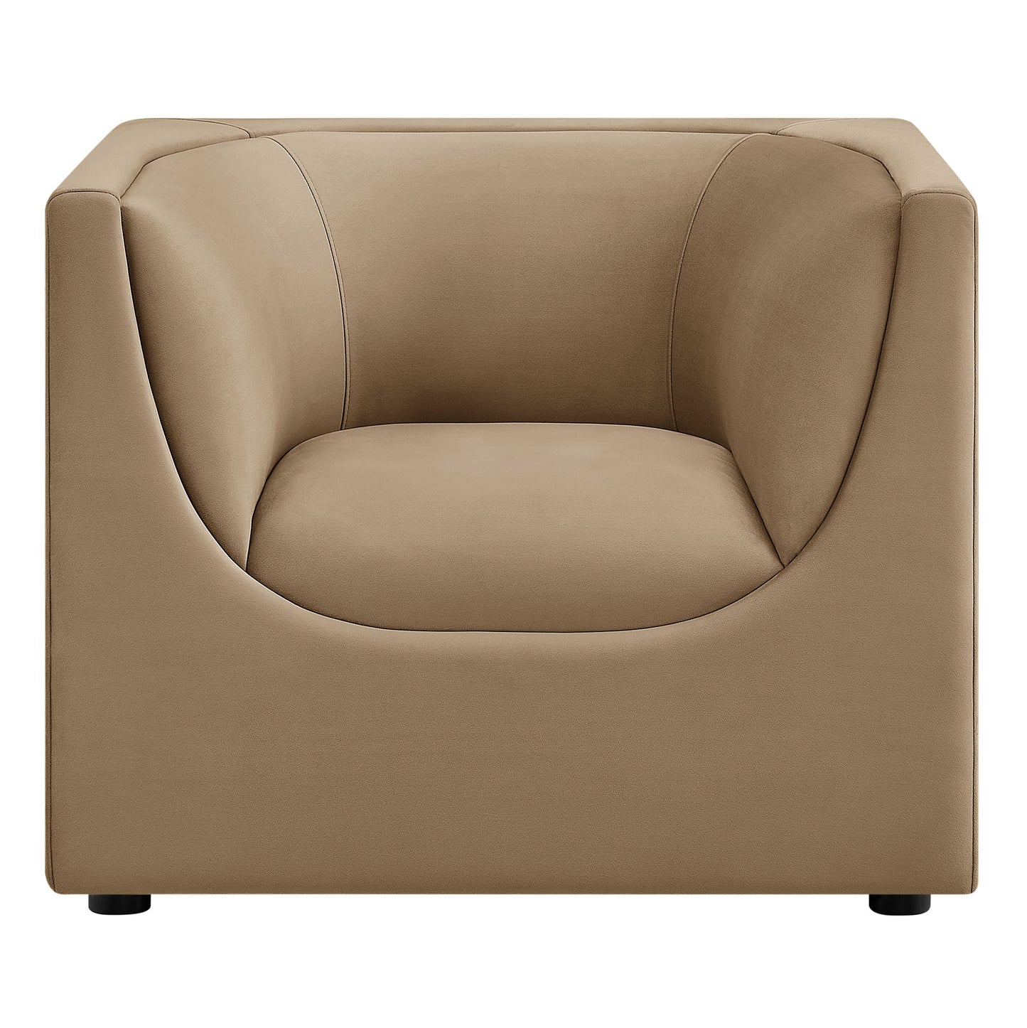 Drift Curved Back Performance Velvet Armchair in Taupe