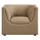 Drift Curved Back Performance Velvet Armchair in Taupe