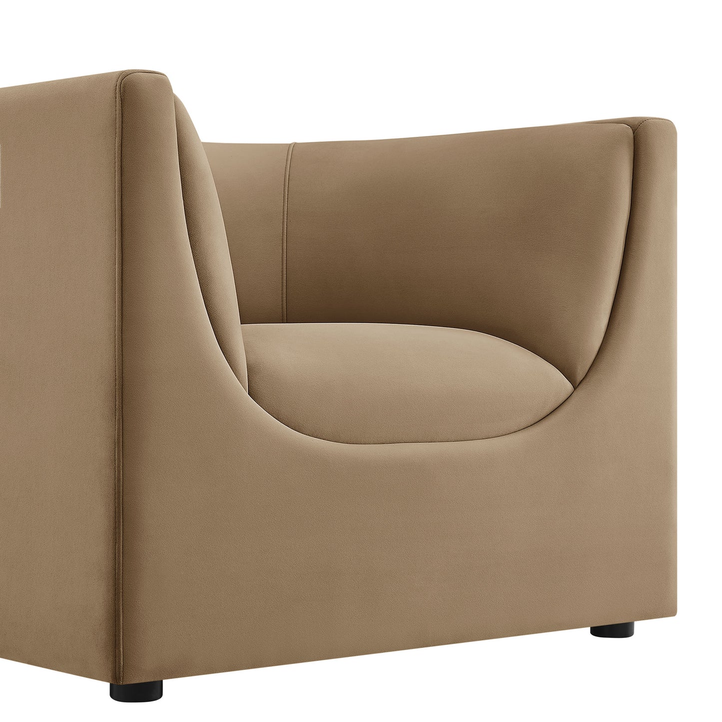 Drift Curved Back Performance Velvet Armchair in Taupe