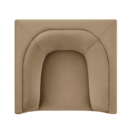 Hilda Curved Back Performance Velvet Armchair in Taupe